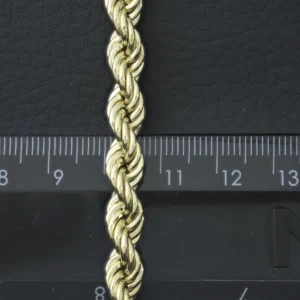 9ct Yellow Gold Rope Bracelet 8″ 6.5mm