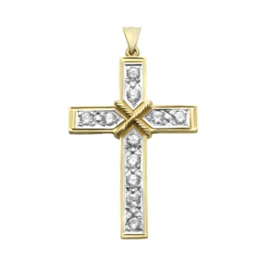 9ct Yellow Gold Gemstone Cross Pendant