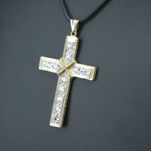 9ct Yellow Gold Gemstone Cross Pendant