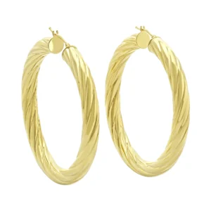9ct Yellow Gold Twist Hoop Earrings
