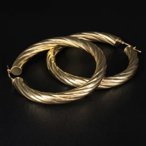 9ct Yellow Gold Twist Hoop Earrings