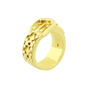 9ct Yellow Gold Patterned Buckle Ring