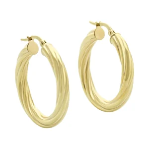 9ct Yellow Gold Twist Hoop Earrings