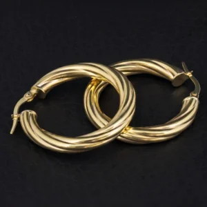9ct Yellow Gold Twist Hoop Earrings