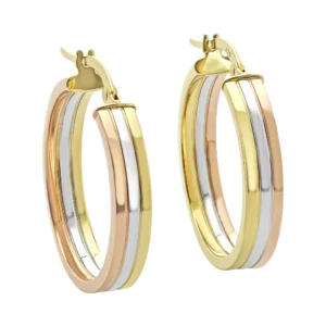 9ct Tri Colour Gold Hoop Earrings