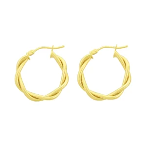 9ct Yellow Gold Twist Hoop Earrings