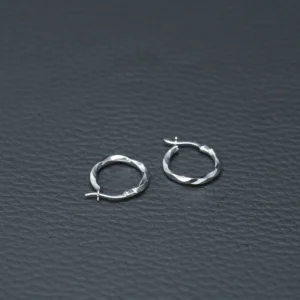 9ct White Gold Twist Hoop Earrings