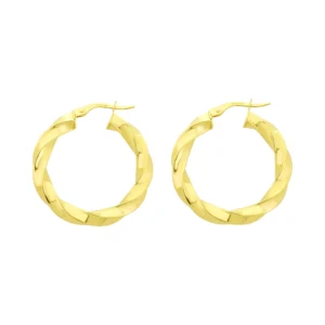 9ct Yellow Gold Twist Hoop Earrings