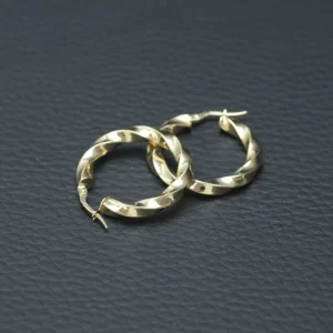 9ct Yellow Gold Twist Hoop Earrings