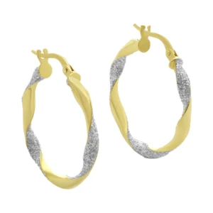 9ct Yellow And White Gold Twist Hoop Earrings