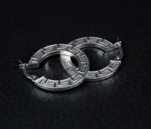 9ct White Gold Patterned Hoop Earrings