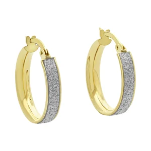 9ct Yellow And White Gold Hoop Earrings