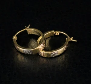 9ct Yellow, White And Rose Gold Hoop Earrings