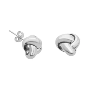 9ct White Gold Knot Stud Earrings