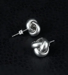 9ct White Gold Knot Stud Earrings