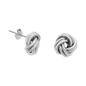 9ct White Gold Knot Stud Earrings