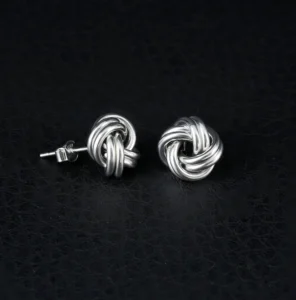 9ct White Gold Knot Stud Earrings