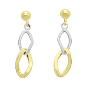 9ct Yellow & White Gold Drop Earrings