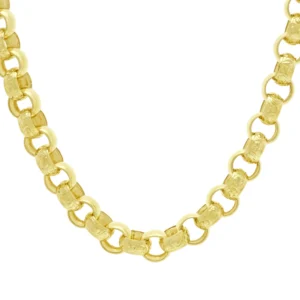 9ct Yellow Gold Patterned Belcher Chain 26.5″ 13.5mm