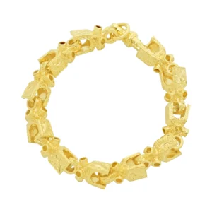 9ct Yellow Gold Patterned Lego Bracelet 9″ 12mm