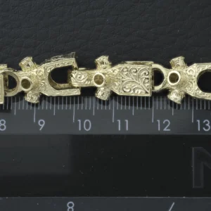 9ct Yellow Gold Patterned Lego Bracelet 9″ 12mm