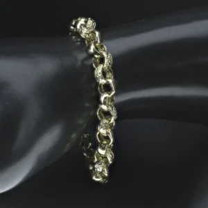 9ct Yellow Gold Patterned Belcher Bracelet 9″ 9.5mm
