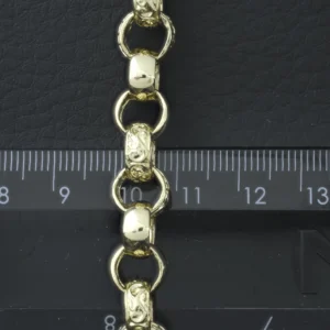 9ct Yellow Gold Patterned Belcher Bracelet 9″ 9.5mm
