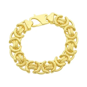 9ct Yellow Gold Byzantine Bracelet 9″ 16mm