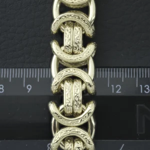 9ct Yellow Gold Byzantine Bracelet 9″ 16mm