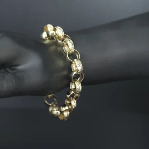 9ct Yellow Gold Belcher Bracelet 9″ 13.5mm
