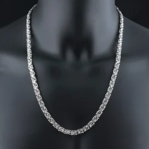 9ct White Gold Byzantine Chain 25″ 7mm