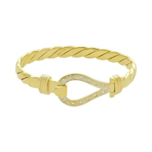 9ct Yellow Gold 0.06ct Diamond Twist Loop Bangle