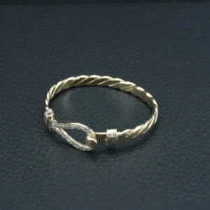 9ct Yellow Gold 0.06ct Diamond Twist Loop Bangle