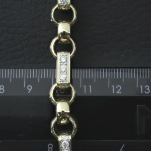 9ct Yellow Gold Gemstone Gypsy Link Bracelet 8″ 10mm