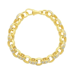 9ct Yellow Gold Gemstone Belcher Bracelet 7.5″ 9mm