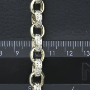 9ct Yellow Gold Gemstone Belcher Bracelet 7.5″ 9mm