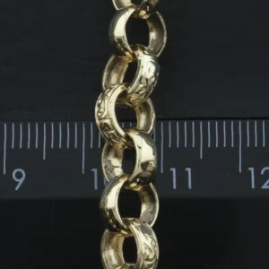 9ct Yellow Gold Patterned Belcher Chain 22.5″ 8.5mm