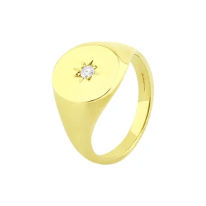 9ct Yellow Gold 0.10ct Diamond Signet Ring