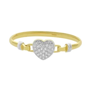 9ct Yellow Gold Gemstone Heart Loop Bangle