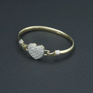 9ct Yellow Gold Gemstone Heart Loop Bangle