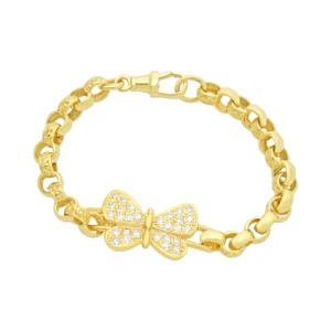 9ct Yellow Gold Gemstone Butterfly Belcher Bracelet 6.5″ 6.5mm