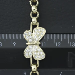 9ct Yellow Gold Gemstone Butterfly Belcher Bracelet 6.5″ 6.5mm