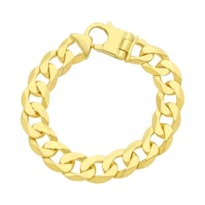 9ct Yellow Gold Curb Bracelet 8.5″ 14mm