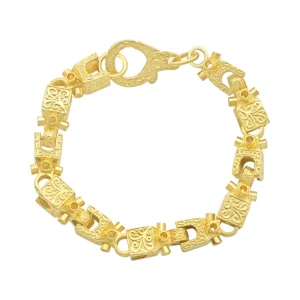 9ct Yellow Gold Patterned Lego Bracelet 9″ 11mm