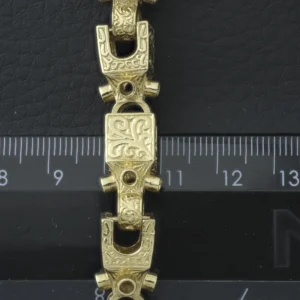 9ct Yellow Gold Patterned Lego Bracelet 9″ 11mm