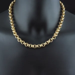 9ct Yellow Gold Patterned Belcher Chain 20″ 9.5mm