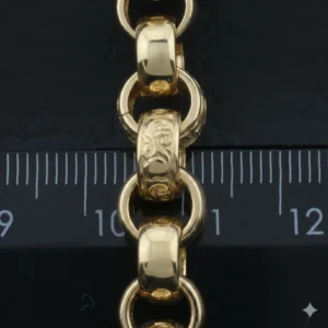 9ct Yellow Gold Patterned Belcher Chain 20″ 9.5mm