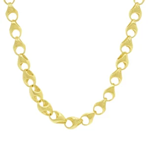 9ct Yellow Gold Patterned Acorn Chain 24.5″ 10.5mm