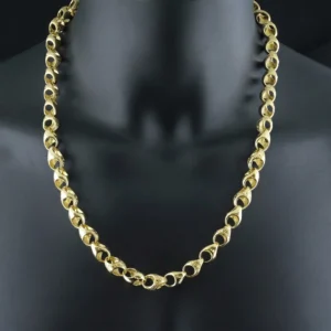 9ct Yellow Gold Patterned Acorn Chain 24.5″ 10.5mm