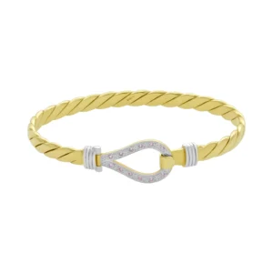 9ct Yellow Gold Gemstone Loop Bangle